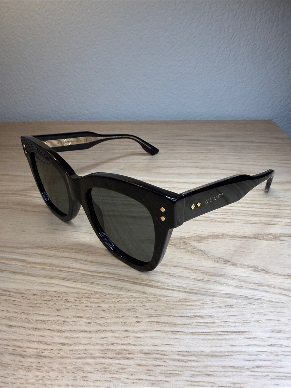 Gucci Black Sunglasses with Gold Accent Studs